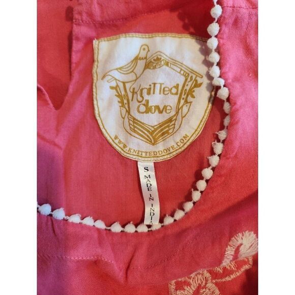 ModCloth Knitted Dove Pink Sleeveless Dress S Sheath Embroidered Boho Retro - Picture 7 of 7